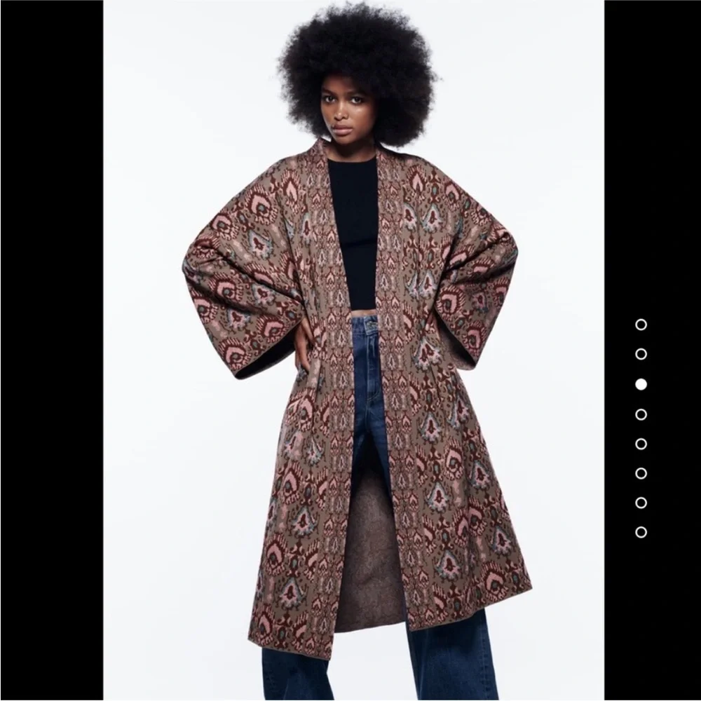 NWT Zara Special Edition Jacquard knit kimono jacket sz sm - Picture 4 of 13